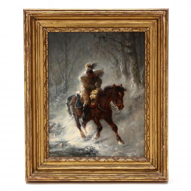 christian-adolph-schreyer-german-1828-1899-austrian-officer-in-a-snowstorm