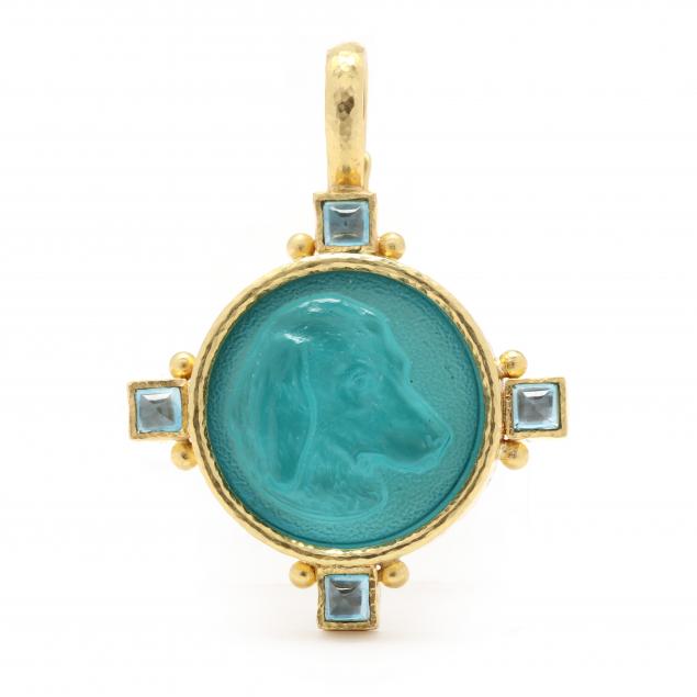 gold-carved-venetian-glass-intaglio-and-blue-zircon-pendant-enhancer-elizabeth-locke