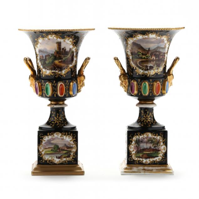 pair-of-continental-porcelain-cobalt-and-gilt-urns
