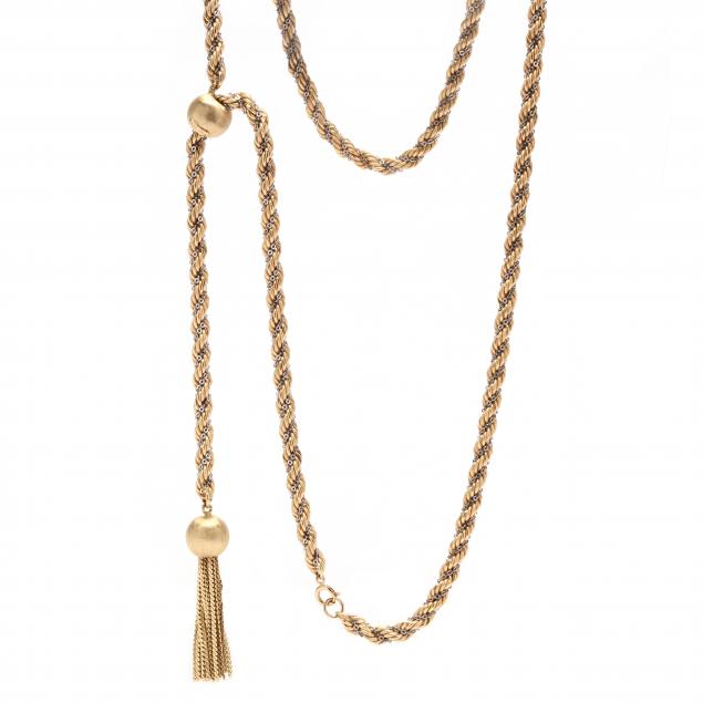 bi-color-gold-rope-chain-lariat-tassel-necklace