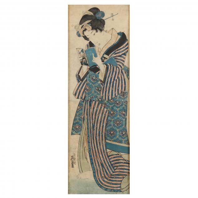 eisen-ikeda-japanese-1790-1848-i-kakemono-e-i-woodblock-print-of-a-beauty-reading