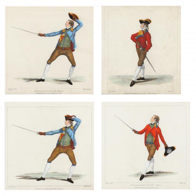 four-antique-french-fencing-prints