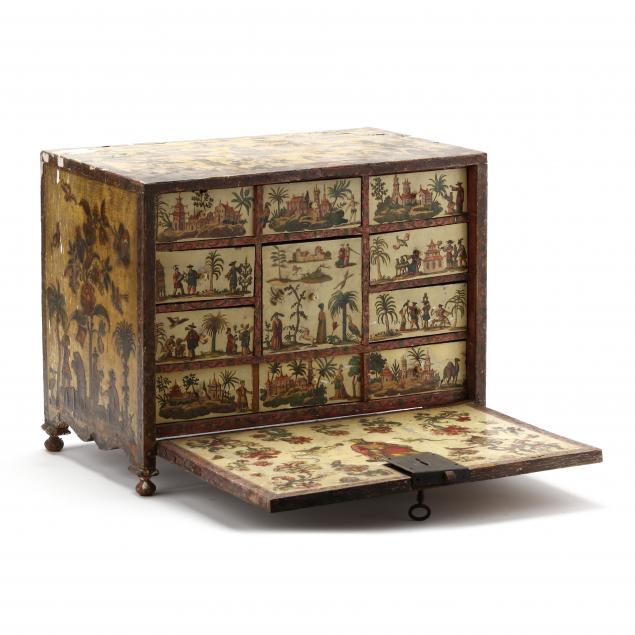 continental-chinoiserie-decoupaged-tabletop-storage-cabinet