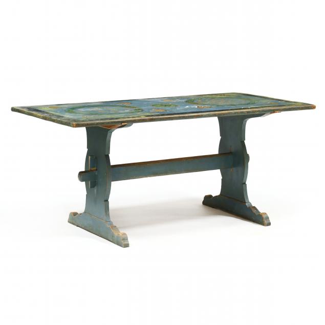 continental-paint-decorated-trestle-dining-table
