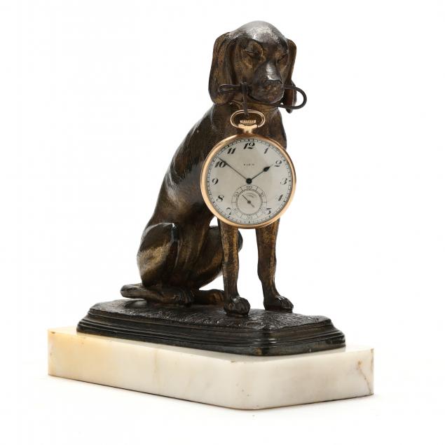 elgin-masonic-gold-filled-open-face-pocket-watch-on-bronzed-dog-stand