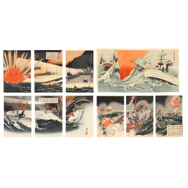 four-japanese-woodblock-i-senso-e-i-print-triptychs-of-naval-battles