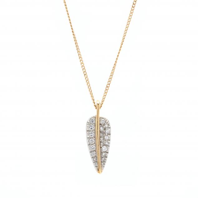 Small Size White Diamond Feather Necklace – Charms Company Shop