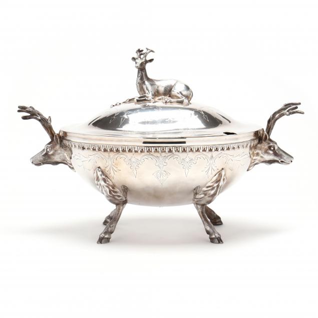 victorian-silverplate-soup-tureen-with-stag-motif
