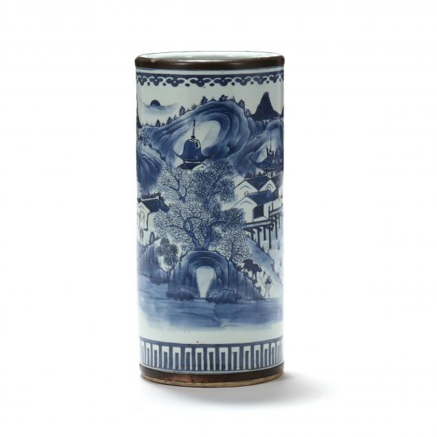 a-chinese-porcelain-blue-and-white-umbrella-stand