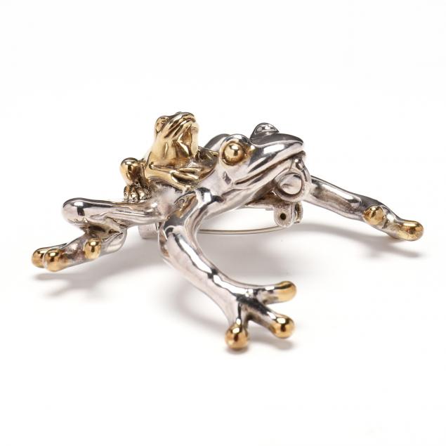 a-vintage-sterling-silver-leap-frog-brooch