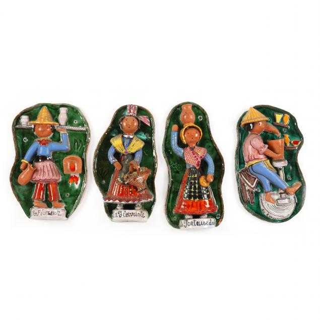vallauris-four-vintage-art-pottery-wall-plaques
