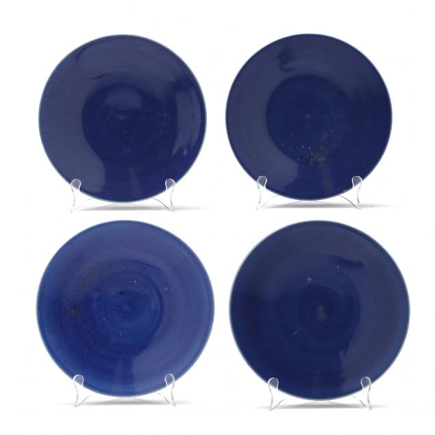 four-chinese-monochrome-blue-glazed-dishes
