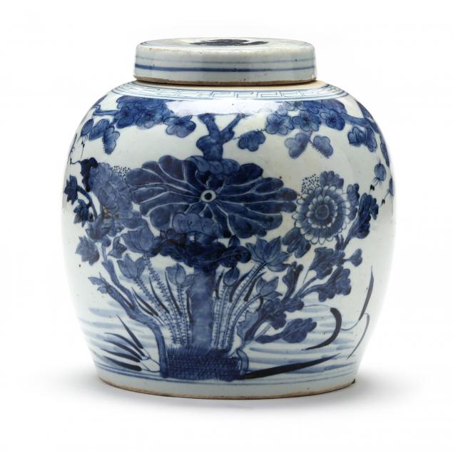 a-chinese-porcelain-blue-and-white-ginger-jar-with-lotus
