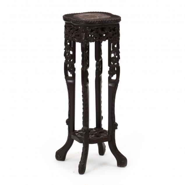 chinese-carved-hardwood-and-marble-top-side-table