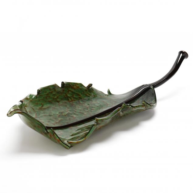 artist-signed-glass-banana-leaf