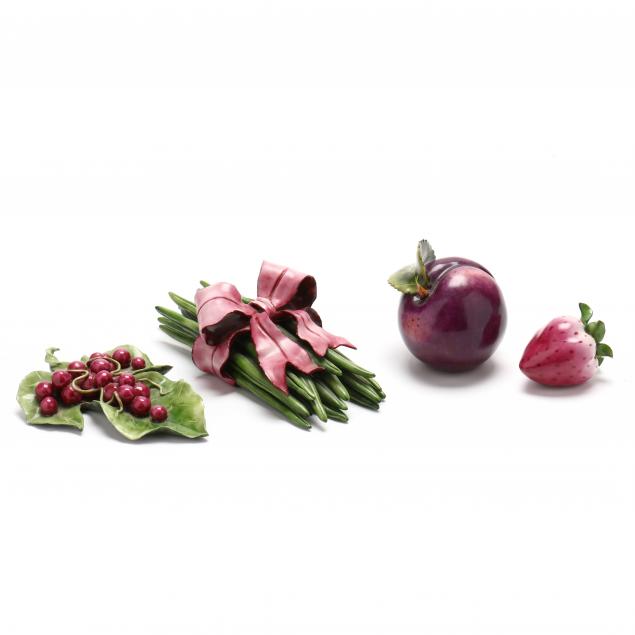 katherine-houston-american-20th-21st-century-four-porcelain-fruits-and-vegetables