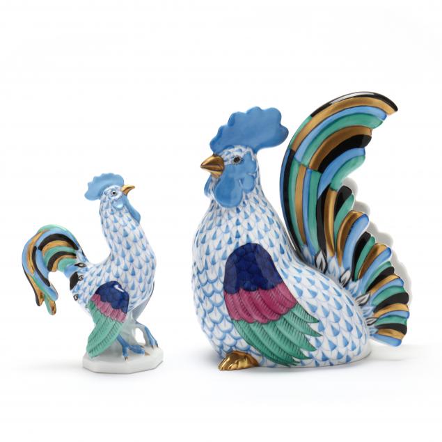 two-herend-porcelain-roosters