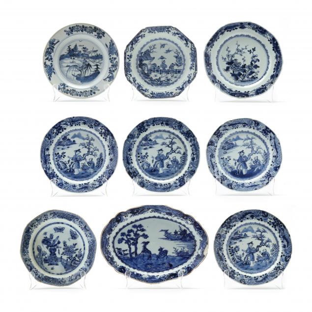 a-selection-of-antique-chinese-blue-and-white-export-porcelain