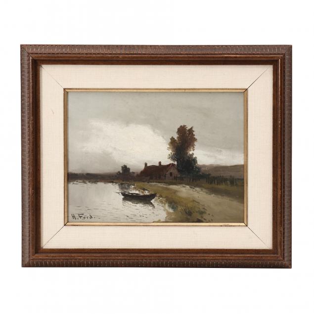 h-ford-19th-century-landscape-painting-with-cottage-at-water-s-edge