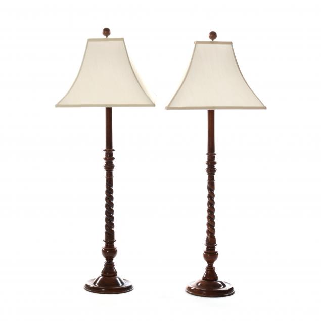 pair-of-tall-wood-spiral-twist-table-lamps