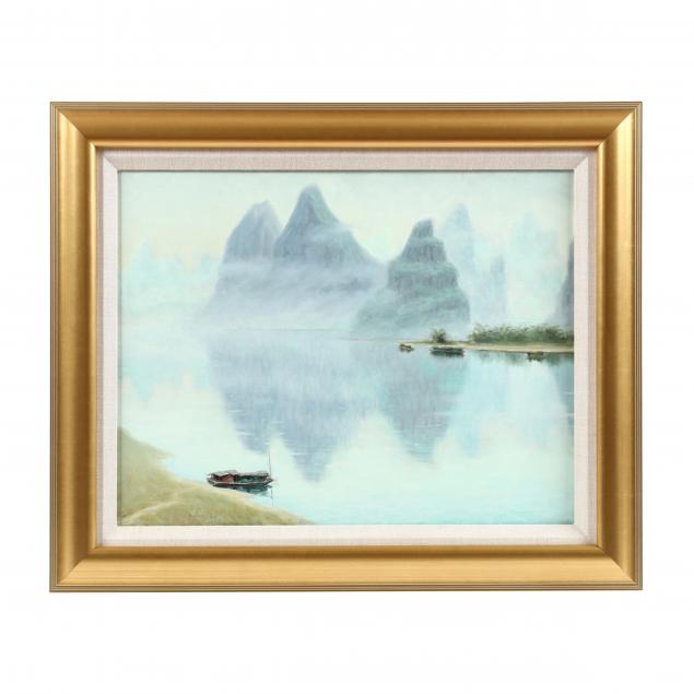 foggy-waterscape-painting-with-fishing-boats