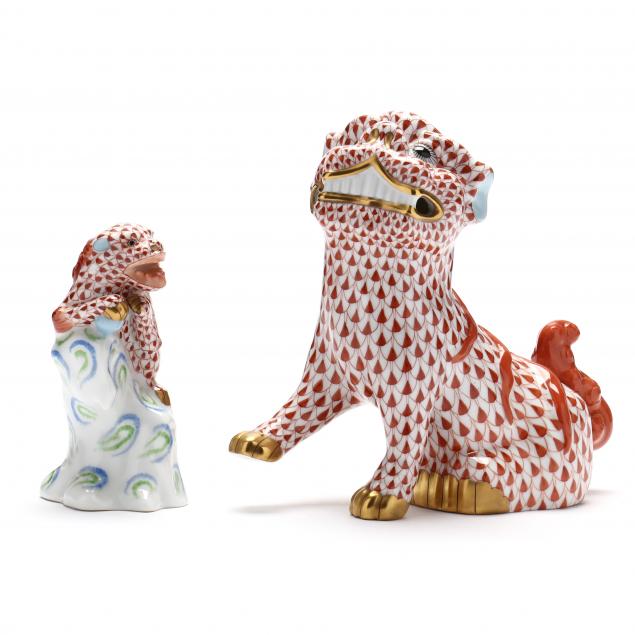 two-herend-porcelain-fishnet-foo-dogs