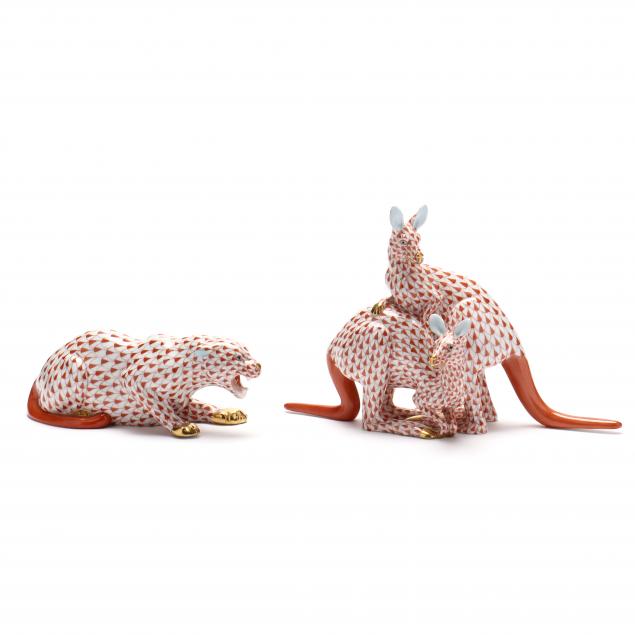 herend-porcelain-fishnet-panther-and-kangaroos