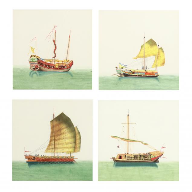 two-pairs-of-decorative-prints-picturing-asian-ships