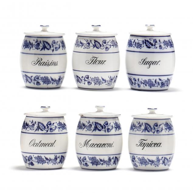 six-antique-blue-and-white-german-porcelain-canisters