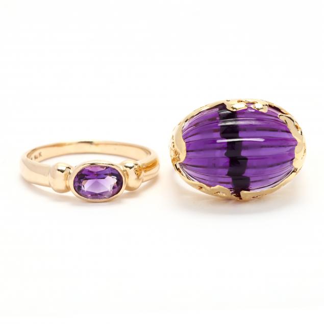 two-gold-and-amethyst-rings