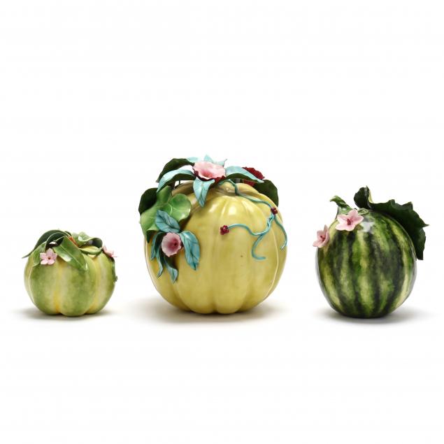 katherine-houston-american-20th-21st-century-three-porcelain-melons