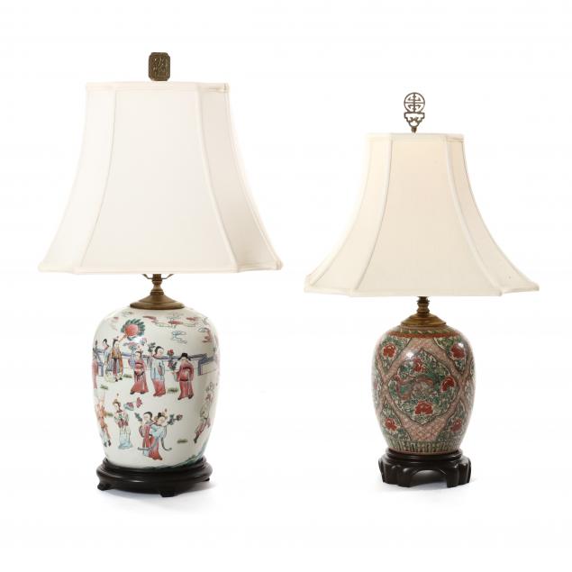 two-chinese-export-style-porcelain-table-lamps