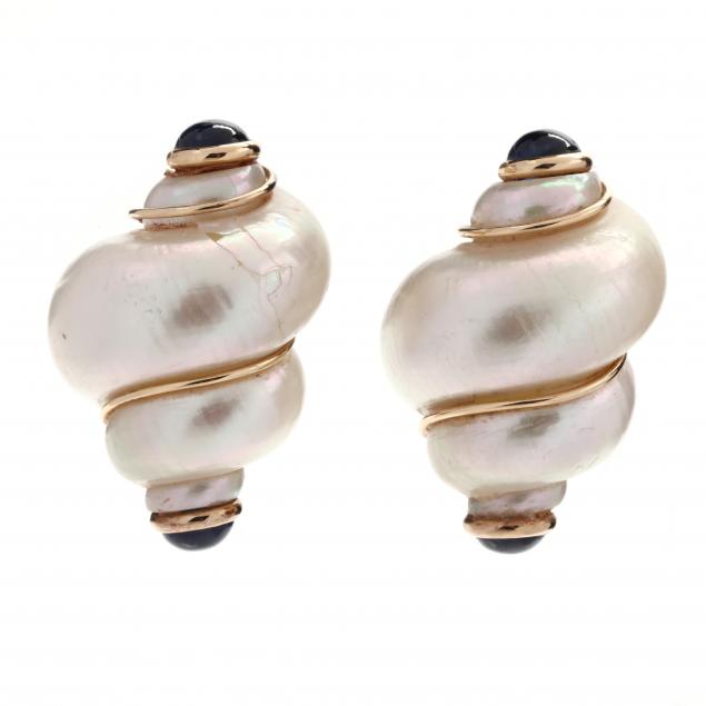 gold-turbo-shell-and-sapphire-earrings-maz