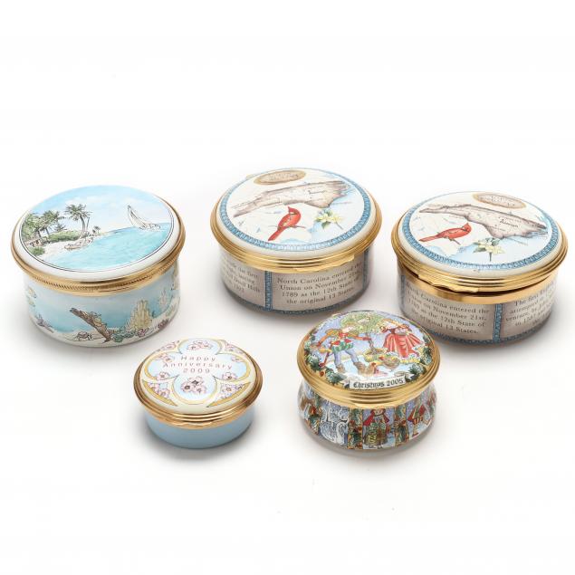 five-enamels-pill-boxes-including-halcyon-days-enamels