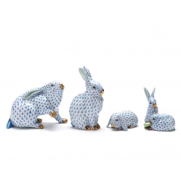 four-herend-rabbits-in-blue-fishnet