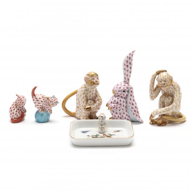 six-small-herend-porcelain-figurines