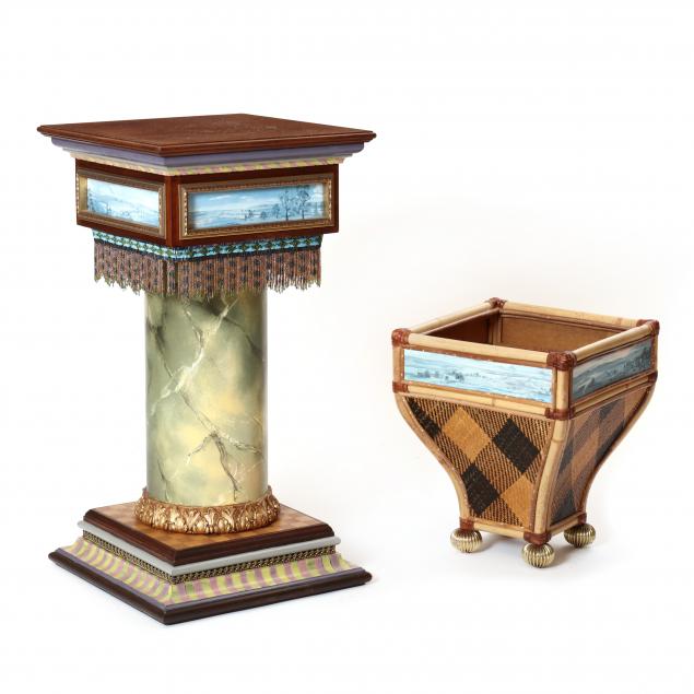 Mackenzie Childs Pedestal and Receptacle Lot 3450 The Estate of