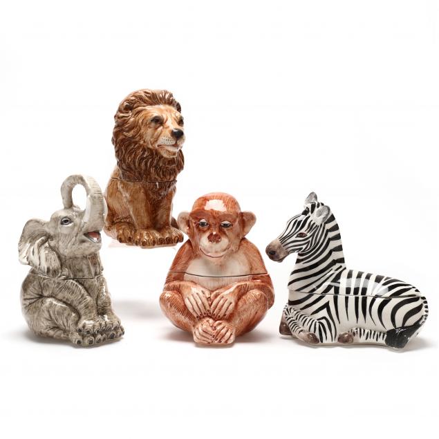 set-of-four-italian-ceramic-safari-cookie-jars