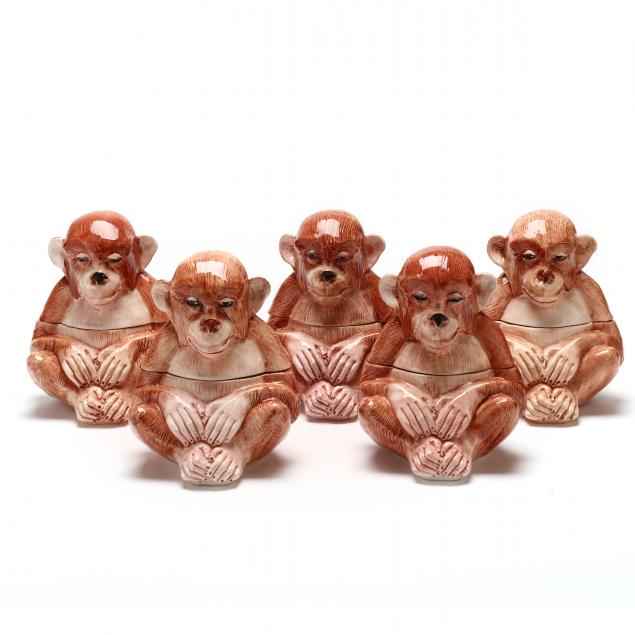 set-of-five-italian-ceramic-monkey-cookie-jars