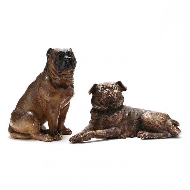 two-ceramic-seated-pug-figures