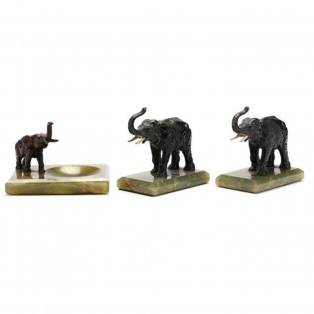 three-decorative-elephant-desk-sculptures
