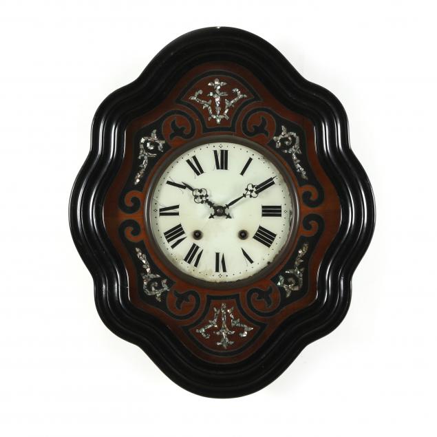19th-century-french-mother-of-pearl-inlaid-wall-clock