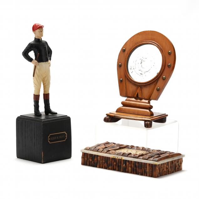three-vintage-tabletop-equestrian-themed-objects