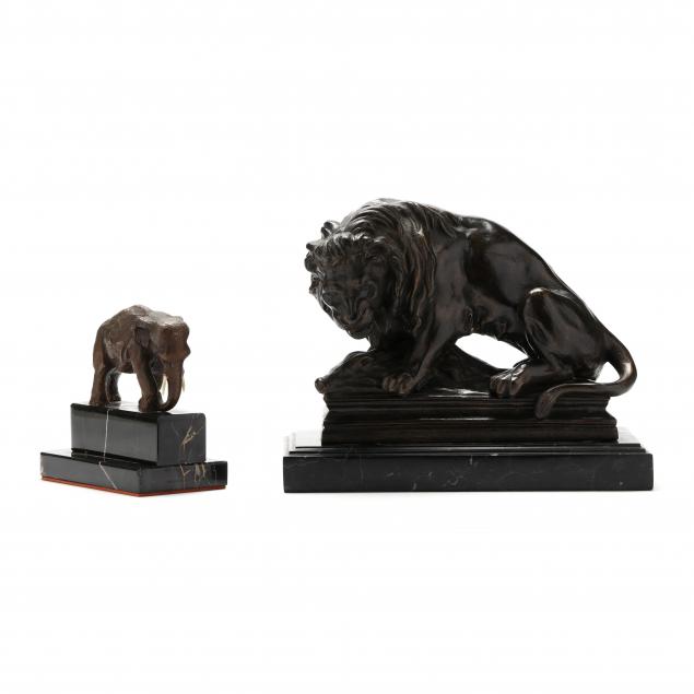 two-cast-sculptures-of-african-animals