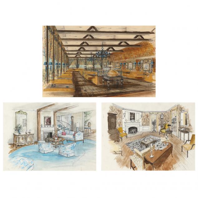 three-framed-watercolors-of-interiors
