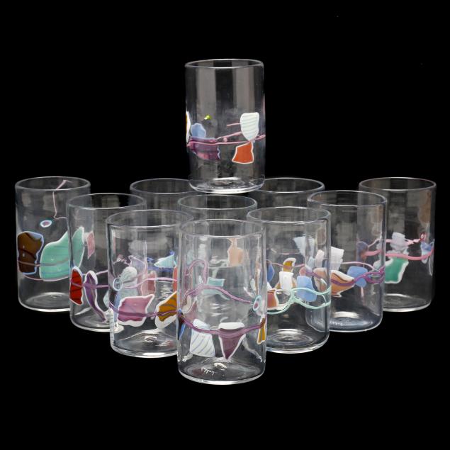 eleven-artist-signed-art-glass-highballs