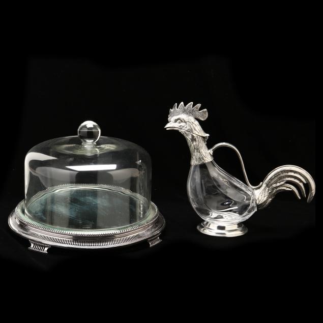 valpetro-pewter-and-glass-rooster-with-mirrored-glass-cake-stand