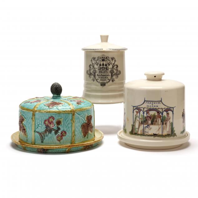 two-porcelain-cheese-domes-and-biscuit-jar