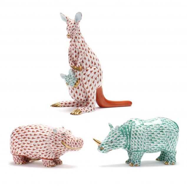 three-herend-porcelain-fishnet-animal-figures