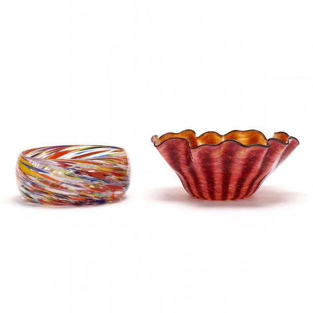 two-art-glass-bowls
